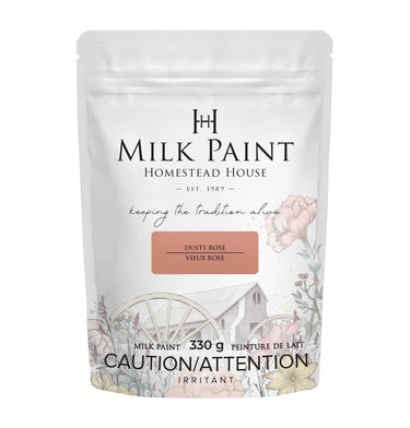 HH Milk Paint Dusty Rose – lämmin oranssiin vivahtava pinkki kalustemaali Homestead House sisustukseen.