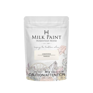 Maitomaali Homestead house milk paint. Maitomaali on aito kalkkimaali, se sisältää aitoa kalkkia, maidon kaseiinia sekä väripigmenttinä aitoa luonnon micajauhetta.