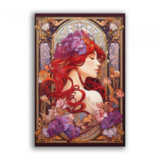 Alphonse Mucha- ja Art Nouveau tyylinen monivärinen tyylikäs riisipaperi. 