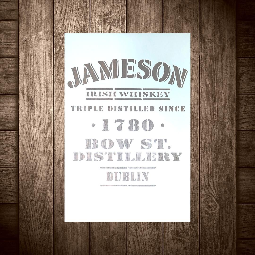 Jameson whisky- aiheinen sabluuna. Koko: A4.