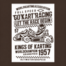 Valkoinen A4-kokoinen maalaussabluuna, jossa on edestä kuvattu retro-kilpa-auto, RETRO RACING- ja WORLD CHAMPION -tekstit sekä ruutulippukuvio.