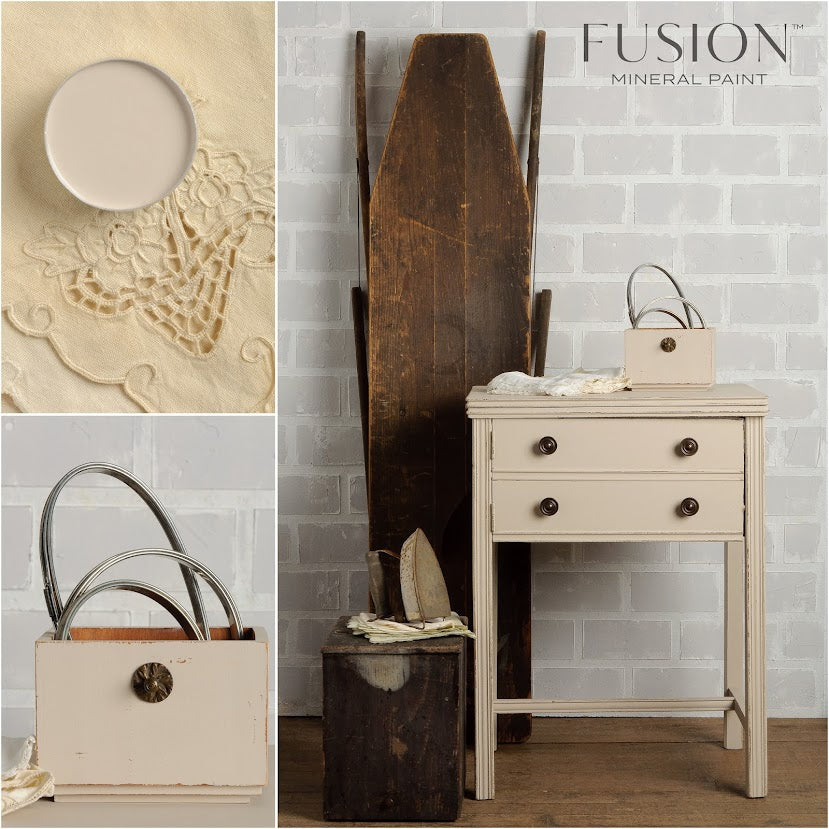 Elegantti tumma beige, taupe Väri pitää sisällään pienen ripauksen pehmeää vaaleanpunaista. Tämä neutraali beige sopii minkä tahansa värin kanssa! Fusion Mineral Paint on loistava valinta niin diy harrastajalle kuin ammattilaiselle. Entisöinti ja perinnemaalaus onnistuu myös Fusionilla. Sävyjä on yli 60. Fusion on myrkytön ja helppo mineraalimaali. Kalkkimaali ja huonekalumaali kalpenee tämän rinnalla!